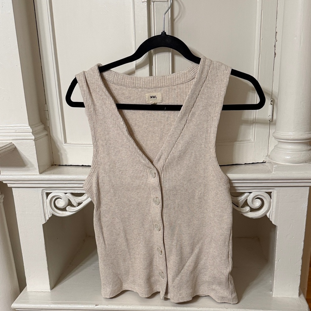 Madewell Women's Cream Button-Up vest sweater